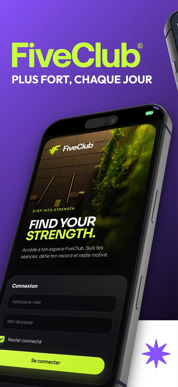 L'application FiveClub — écran de connexion
