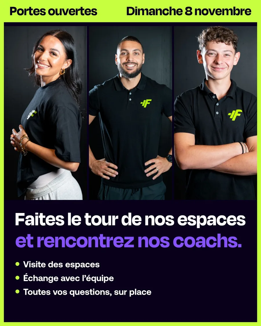 Visuel du dimanche 8 novembre : faites le tour de nos espaces et rencontrez nos coachs